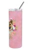 German Shepherd #1 Pink Flowers Stainless Steel Skinny Tumbler