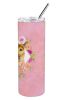 German Shepherd #2 Pink Flowers Stainless Steel Skinny Tumbler