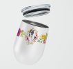 Great Dane Pink Flowers Stainless Steel 12 oz Stemless Wine Glass
