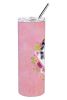 Great Dane Pink Flowers Stainless Steel Skinny Tumbler