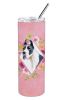 Great Dane Pink Flowers Stainless Steel Skinny Tumbler