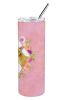 Italian Greyhound 1 Pink Flowers Stainless Steel Skinny Tumbler