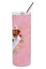 Jack Russell Terrier #2 Pink Flowers Stainless Steel Skinny Tumbler