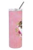 German Shorthaired Pointer Pink Flowers Stainless Steel Skinny Tumbler