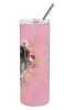 German Shorthaired Pointer Pink Flowers Stainless Steel Skinny Tumbler