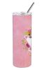 Labrador Retriever - Yellow - Pink Flowers Stainless Steel Skinny Tumbler