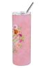 Labrador Retriever - Yellow - Pink Flowers Stainless Steel Skinny Tumbler