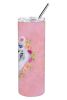 Maltese 1 Pink Flowers Stainless Steel Skinny Tumbler