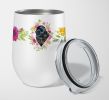 Newfoundland 1 Pink Flowers Stainless Steel 12 oz Stemless Wine Glass