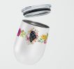 Newfoundland 1 Pink Flowers Stainless Steel 12 oz Stemless Wine Glass