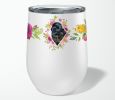 Newfoundland 1 Pink Flowers Stainless Steel 12 oz Stemless Wine Glass
