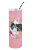 Papillon Pink Flowers Stainless Steel Skinny Tumbler