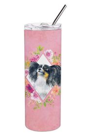 Papillon Pink Flowers Stainless Steel Skinny Tumbler