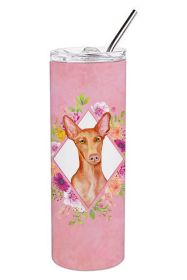 Pharaoh Hound Pink Flowers Stainless Steel Skinny Tumbler