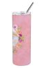 Pomeranian #2 Pink Flowers Stainless Steel Skinny Tumbler