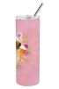 Rhodesian Ridgeback Pink Flowers Stainless Steel Skinny Tumbler