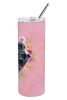 Giant Schnauzer Pink Flowers Stainless Steel Skinny Tumbler