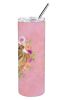 Shar Pei Pink Flowers Stainless Steel Skinny Tumbler