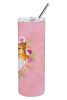 Sheltie Shetland Sheepdog Pink Flowers Stainless Steel Skinny Tumbler
