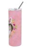 Shih Tzu 1 Pink Flowers Stainless Steel Skinny Tumbler