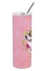 Saint Bernard #1 Pink Flowers Stainless Steel Skinny Tumbler