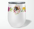 Saint Bernard #2 Pink Flowers Stainless Steel 12 oz Stemless Wine Glass