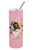 Saint Bernard #2 Pink Flowers Stainless Steel Skinny Tumbler