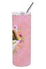Saint Bernard #2 Pink Flowers Stainless Steel Skinny Tumbler
