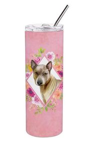 Thai Ridgeback Pink Flowers Stainless Steel Skinny Tumbler
