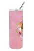 Mastiff - Tibetan - Puppy - Pink Flowers Stainless Steel Skinny Tumbler