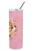 Mastiff - Tibetan - Puppy - Pink Flowers Stainless Steel Skinny Tumbler
