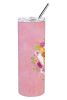 Russian Toy Terrier Pink Flowers Stainless Steel Skinny Tumbler