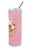 Russian Toy Terrier Pink Flowers Stainless Steel Skinny Tumbler