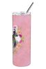 Weimaraner Pink Flowers Stainless Steel Skinny Tumbler
