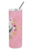 West Highland White Terrier Pink Flowers Stainless Steel Skinny Tumbler