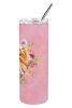 Yorkshire Terrier #2 Pink Flowers Stainless Steel Skinny Tumbler