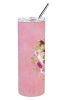 Yorkie Pink Flowers Stainless Steel Skinny Tumbler