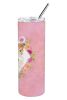 Wire Fox Terrier Pink Flowers Stainless Steel Skinny Tumbler