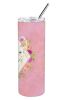 Collie - White - Pink Flowers Stainless Steel Skinny Tumbler