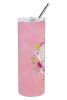 Westie Pink Flowers Stainless Steel Skinny Tumbler