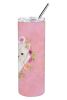 Westie Pink Flowers Stainless Steel Skinny Tumbler