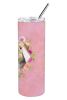 Airedale Terrier Pink Flowers Stainless Steel Skinny Tumbler