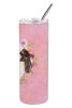 Cavalier King Charles Spaniel - Tricolor - Pink Flowers Stainless Steel Skinny Tumbler