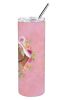 Dachshund Pink Flowers Stainless Steel Skinny Tumbler