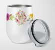 Spinone Italiano Pink Flowers Stainless Steel 12 oz Stemless Wine Glass