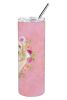 Spinone Italiano Pink Flowers Stainless Steel Skinny Tumbler