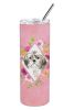 Shih Tzu - Puppy Pink Flowers Stainless Steel Skinny Tumbler