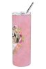 Shih Tzu Pink Flowers Stainless Steel Skinny Tumbler