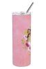 Sheltie Pink Flowers Stainless Steel Skinny Tumbler