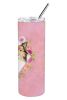 Sheltie Pink Flowers Stainless Steel Skinny Tumbler